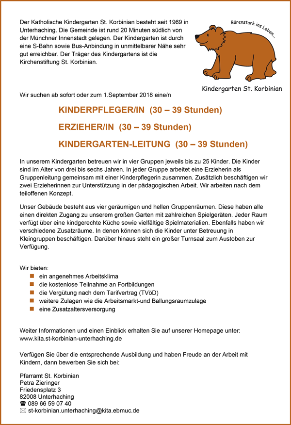 Bewerbung Kindergartenleitung